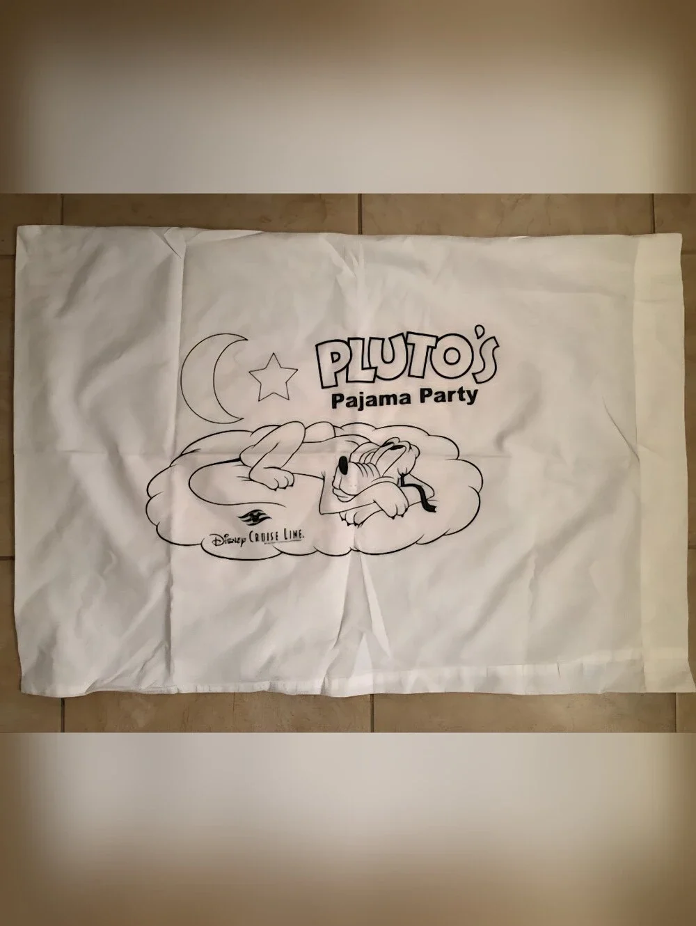 Disney Cruise Line Pluto's Pajama Party Pillowcase - White